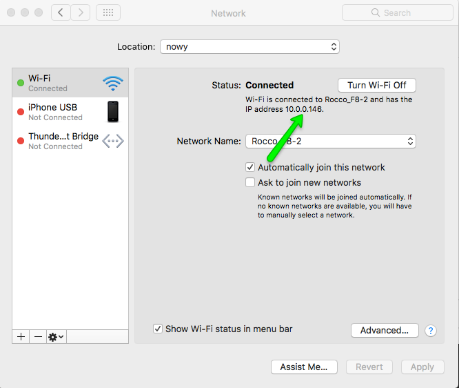 MacOS network preferences
